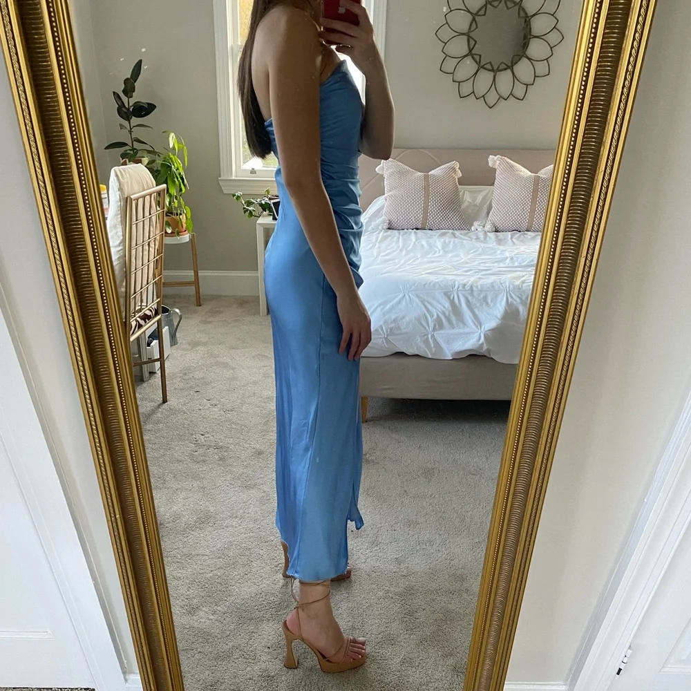 LINE AND DOT midi blue spring summer dress - Picture 2 of 5